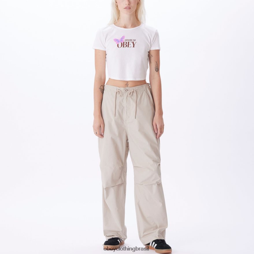 roupas br OBEY mulheres calça pára-quedas mina cinza prateado J22J4V690