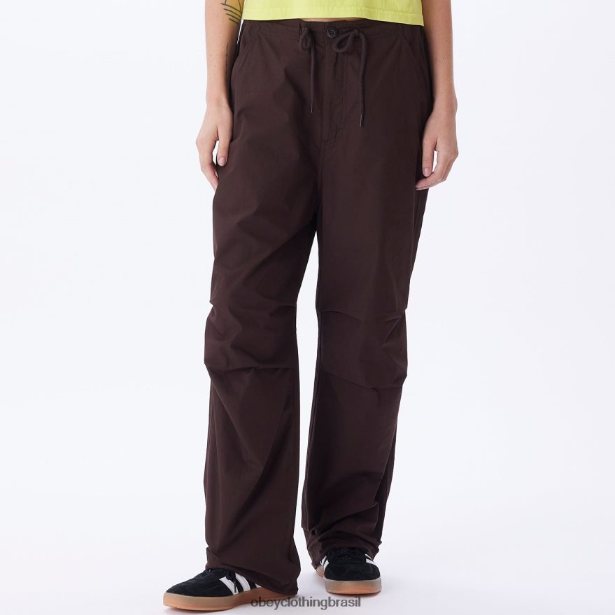 roupas br OBEY mulheres calça pára-quedas mina java marrom J22J4V689
