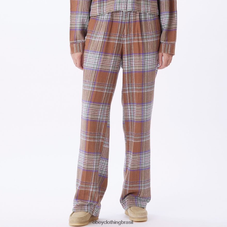roupas br OBEY mulheres calça xadrez max catechu madeira multi J22J4V691