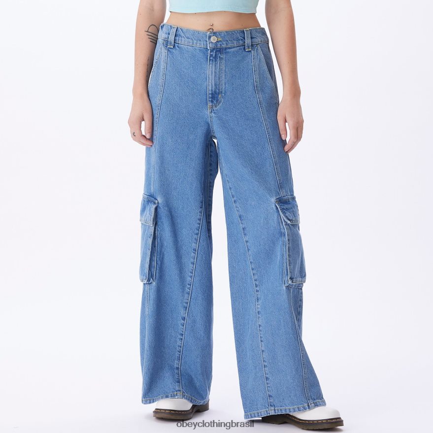 roupas br OBEY mulheres pesquisar jeans cargo índigo claro J22J4V678