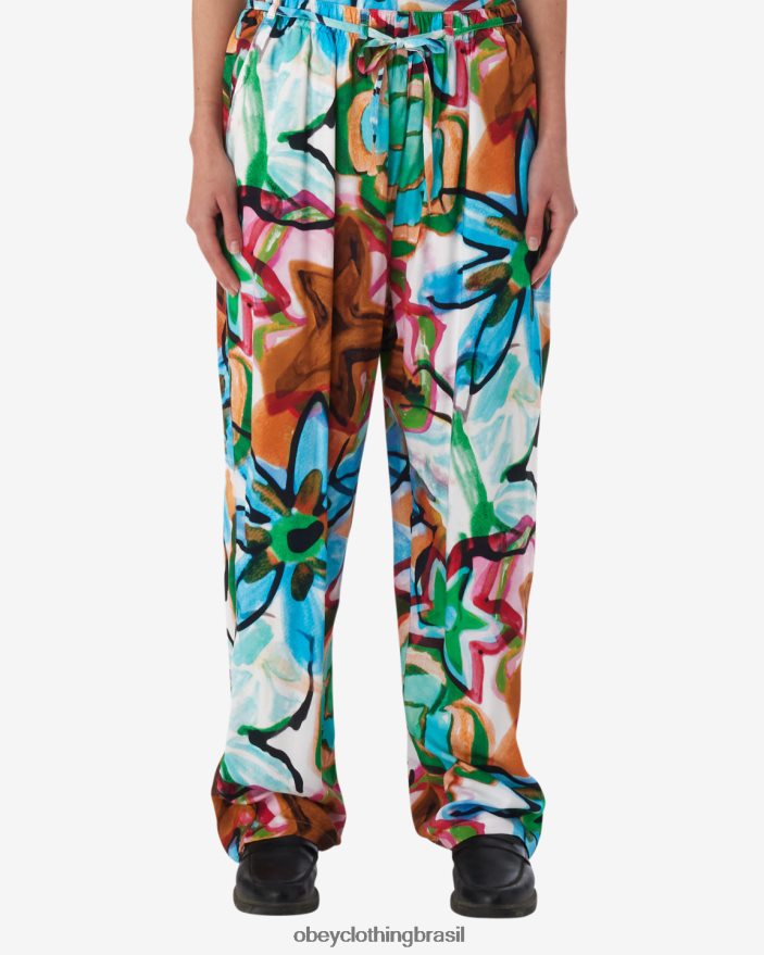 roupas br OBEY mulheres calça de flor desenhada com marcador água multi J22J4V525