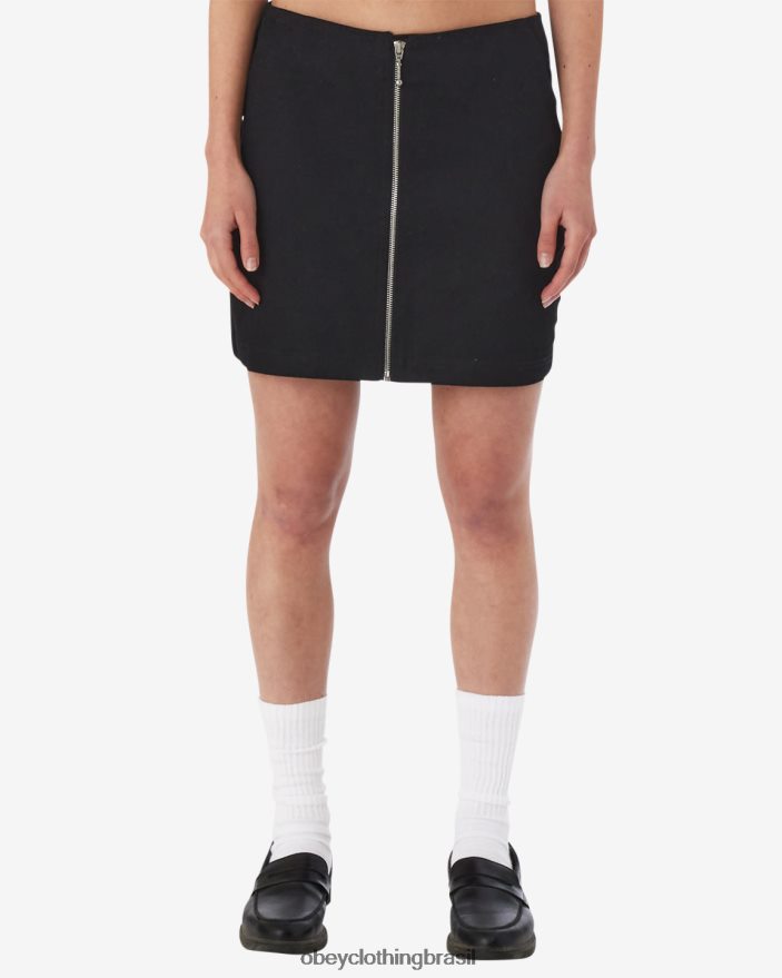 roupas br OBEY mulheres saia louise com zíper preto J22J4V533