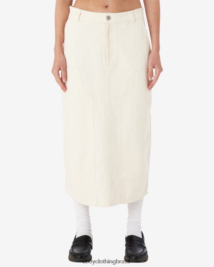roupas br OBEY mulheres saia midi de pintor cru J22J4V532