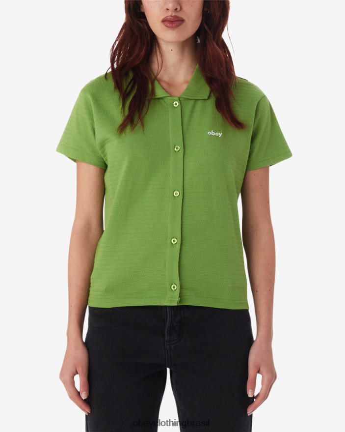 roupas br OBEY mulheres botão jones para baixo verde picante J22J4V561