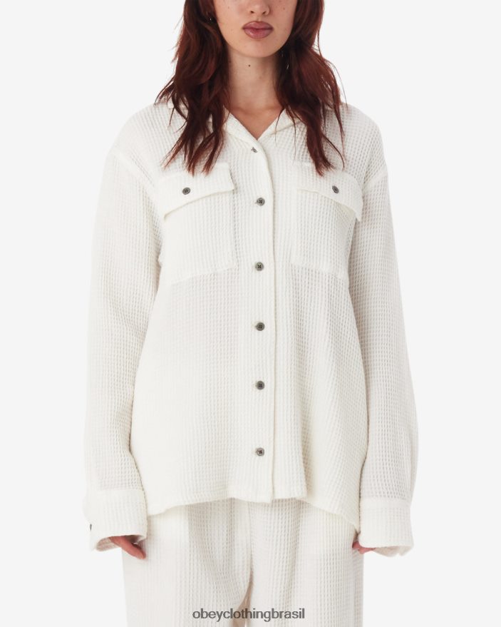roupas br OBEY mulheres camisa camille waffle branco silenciado J22J4V554