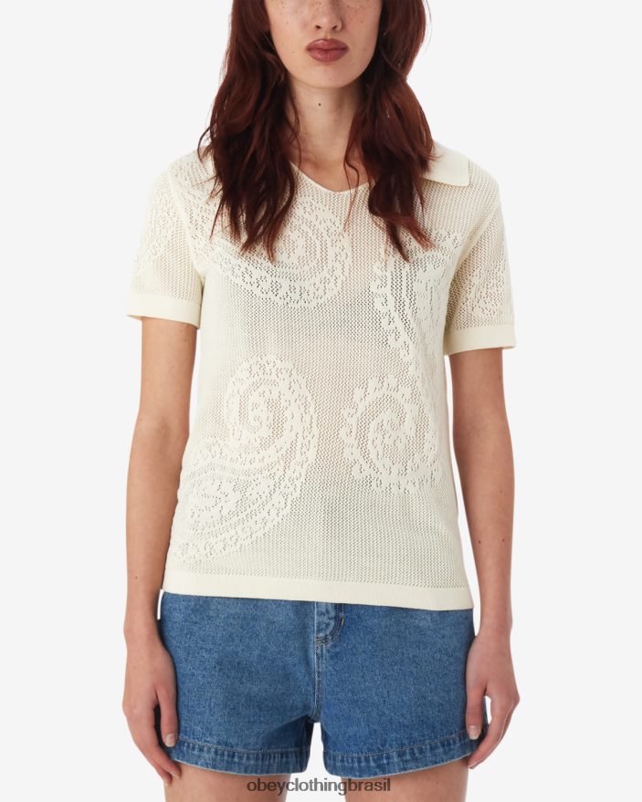 roupas br OBEY mulheres camisa de malha aberta briana cru J22J4V581