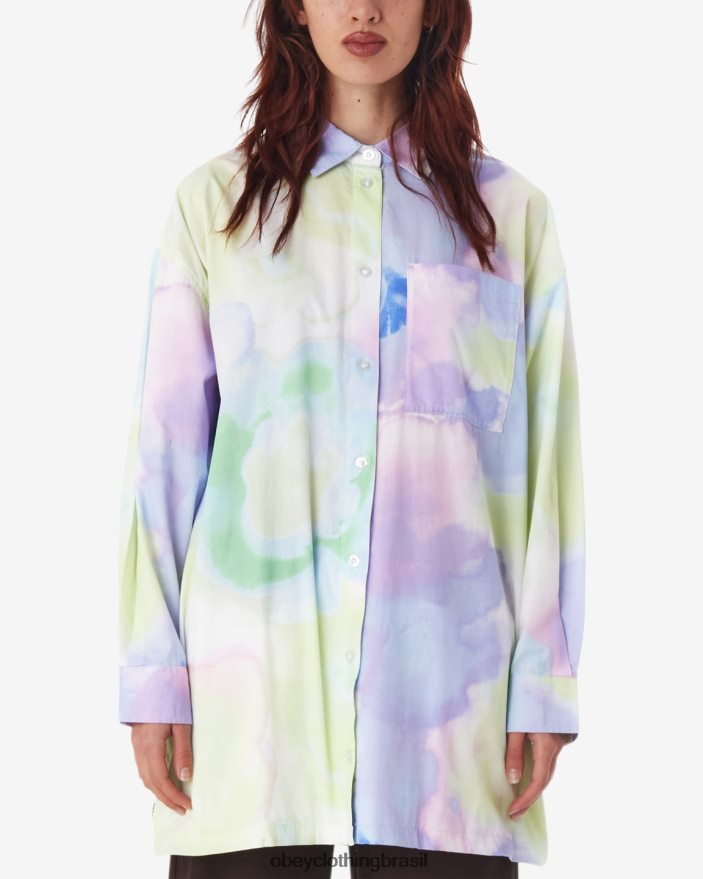 roupas br OBEY mulheres camisa flor macia alyssa pastel multi J22J4V553