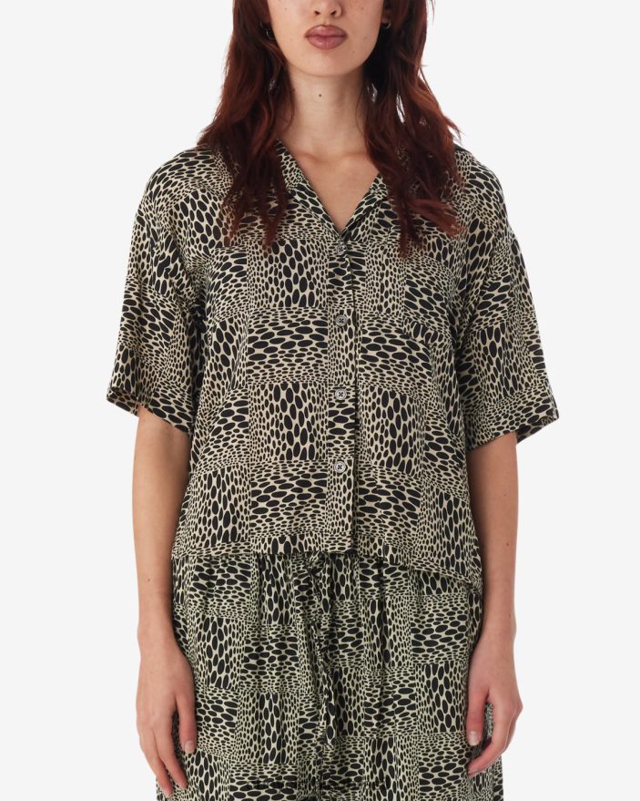 roupas br OBEY mulheres camisa jubatus ostra cinza multi J22J4V563