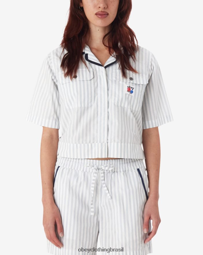 roupas br OBEY mulheres camisa utilitária serena bom cinza multi J22J4V572