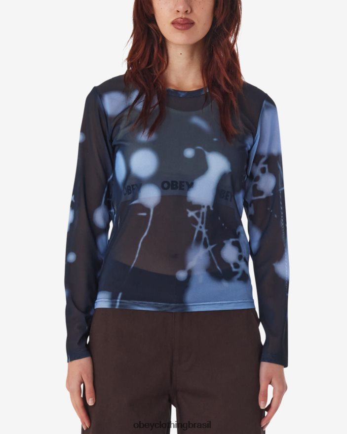 roupas br OBEY mulheres donnie malha ls malha multi marinho empoeirado J22J4V558