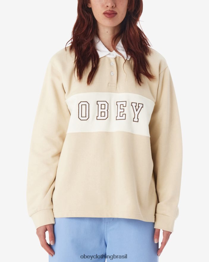 roupas br OBEY mulheres polo rugby ls jacarandá cinza ostra J22J4V571