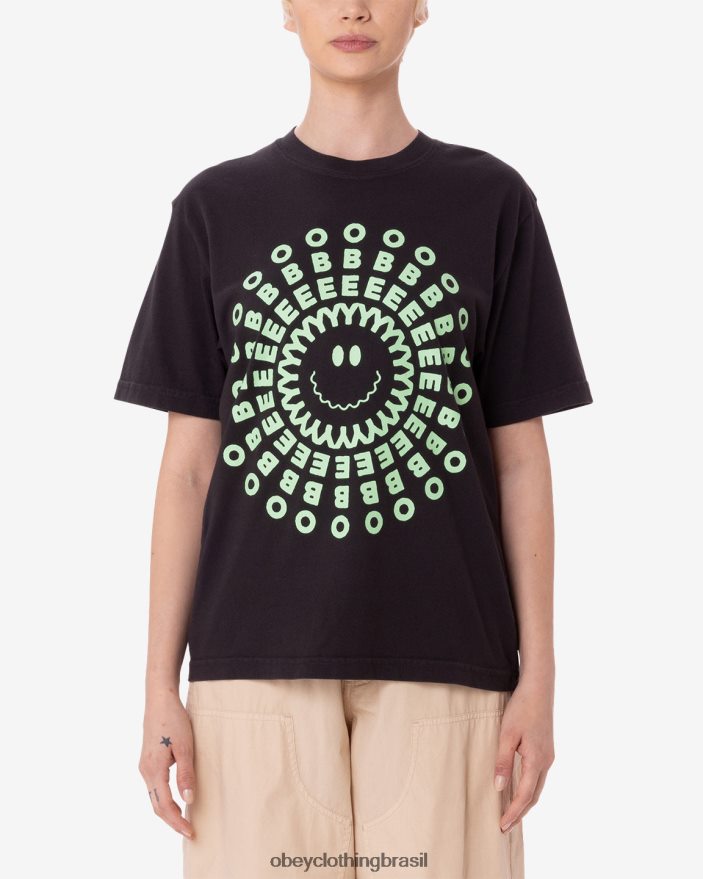 roupas br OBEY mulheres camiseta com pigmento radiante pigmento preto digital J22J4V614