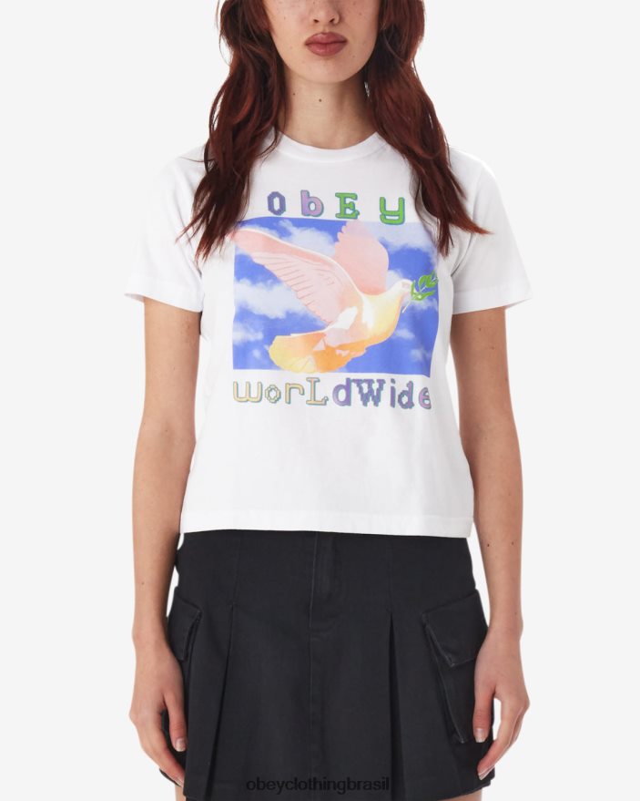 roupas br OBEY mulheres camiseta pomba da paz kaylin branco J22J4V608
