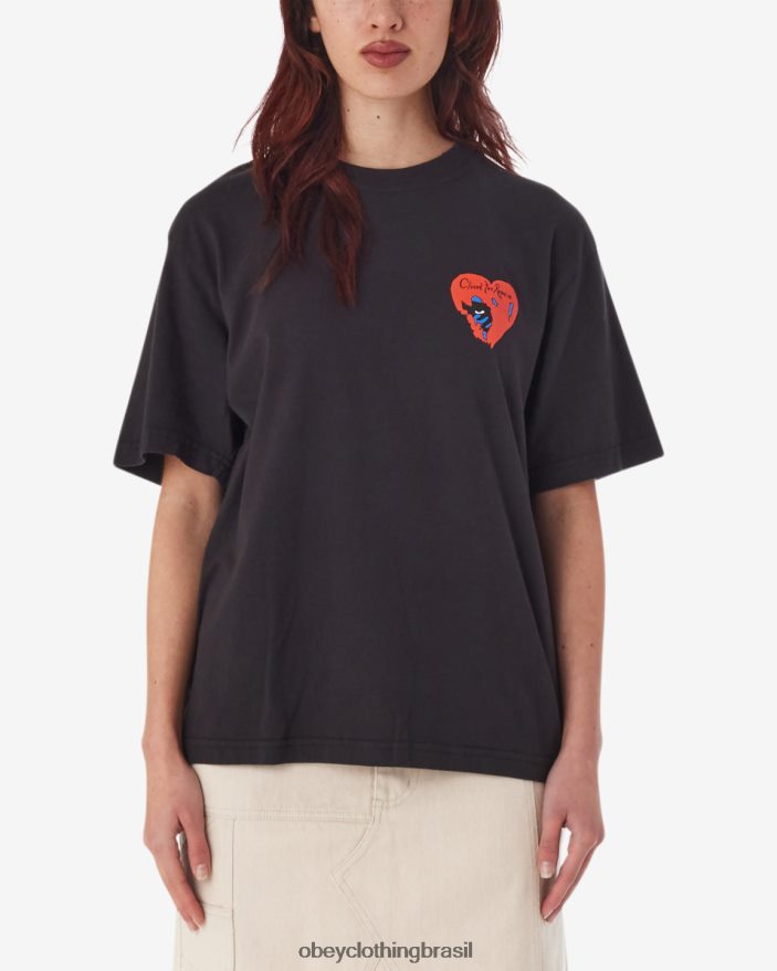 roupas br OBEY mulheres fechado para reparos camiseta pigmentada pigmento preto digital J22J4V610