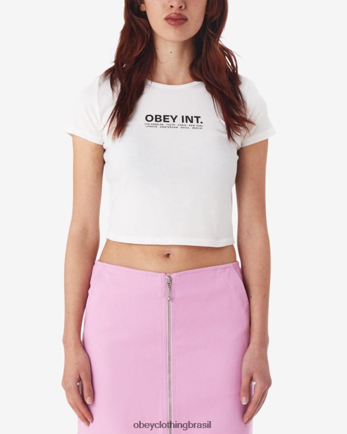 roupas br OBEY mulheres interno. camiseta cropped justa branco J22J4V600