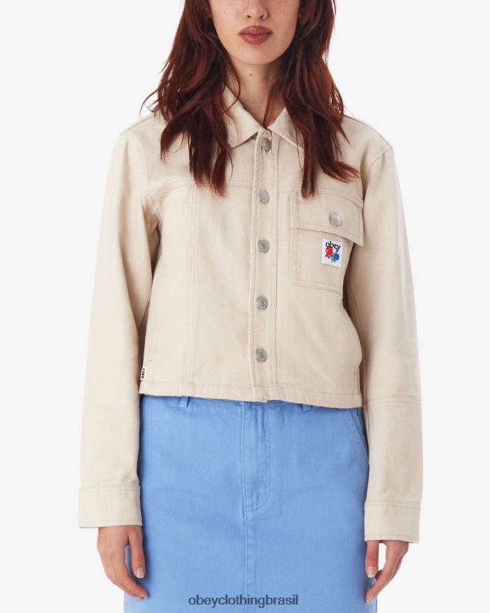 roupas br OBEY mulheres jaqueta de camisa reconstruída argila J22J4V547