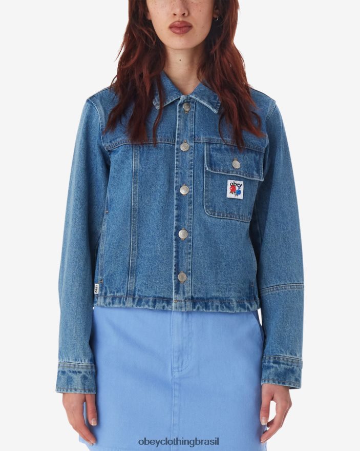 roupas br OBEY mulheres jaqueta de camisa reconstruída índigo claro J22J4V548