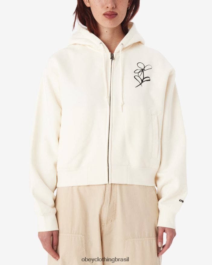 roupas br OBEY mulheres capuz com zíper para escrever com giz cru J22J4V588