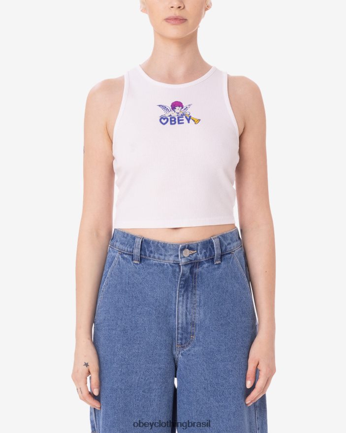 roupas br OBEY mulheres tanque de costela de coração de querubim branco J22J4V620