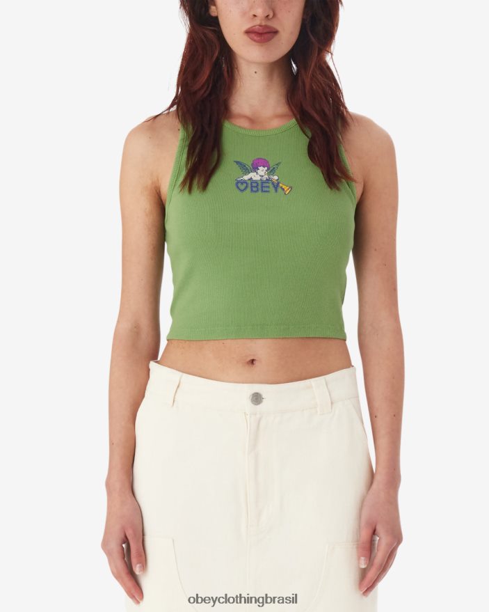 roupas br OBEY mulheres tanque de costela de coração de querubim verde picante J22J4V619