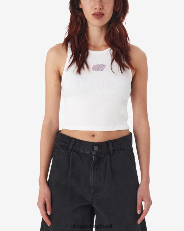 roupas br OBEY mulheres tanque de costela tipo bolha branco J22J4V624