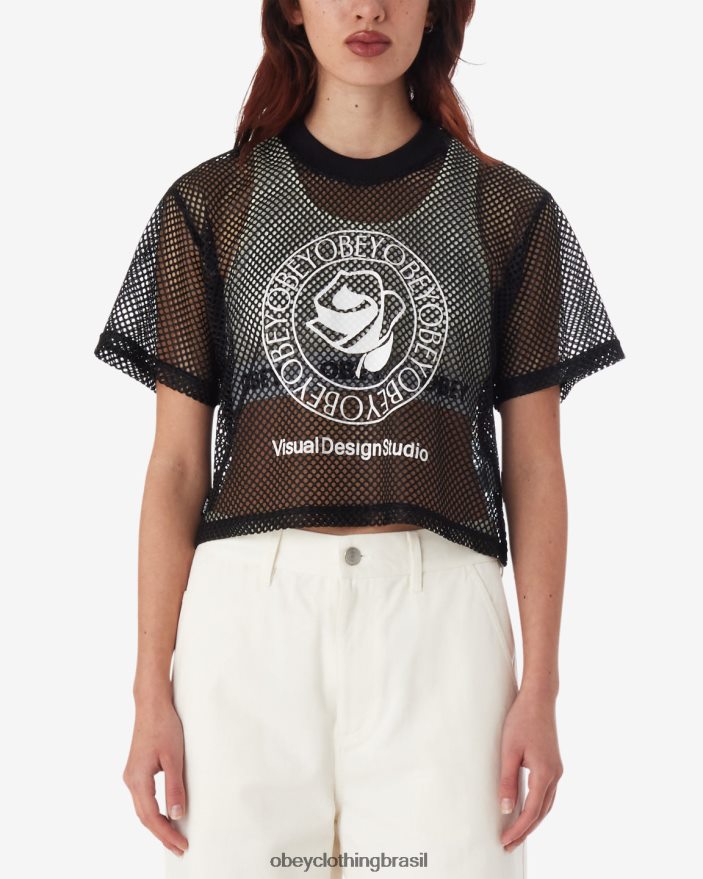 roupas br OBEY mulheres top de malha rosa preto J22J4V569